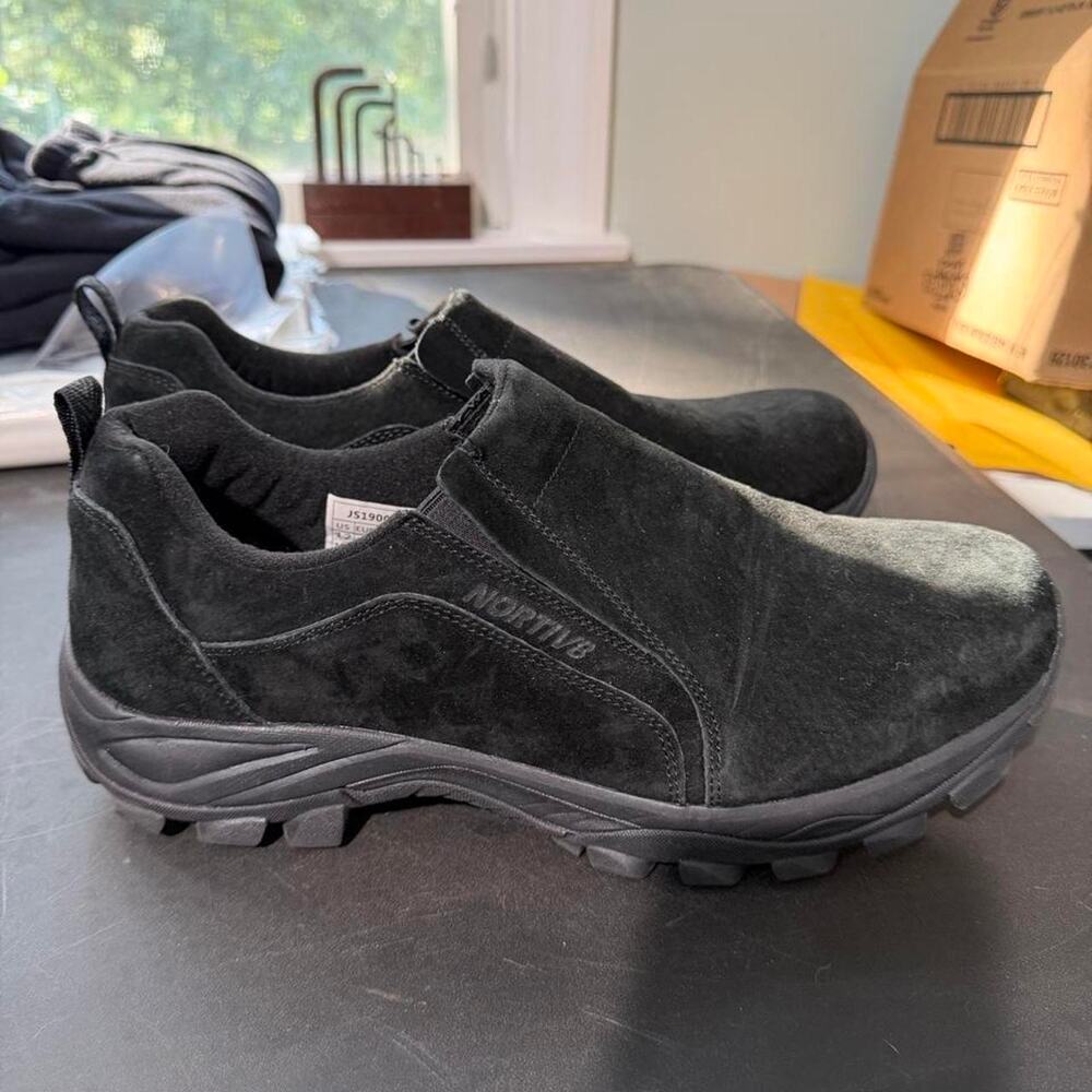 Black suede slip on north face